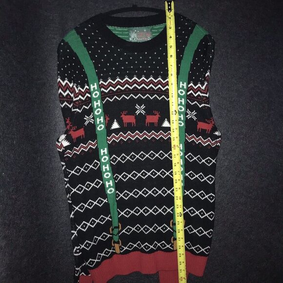 Ugly Christmas Sweater Tag Men's Suspender Holiday Sweater Large or Medium *read - Picture 7 of 9